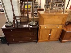 Stag Minstrel three drawer chest and Mid Century walnut bureau (2).