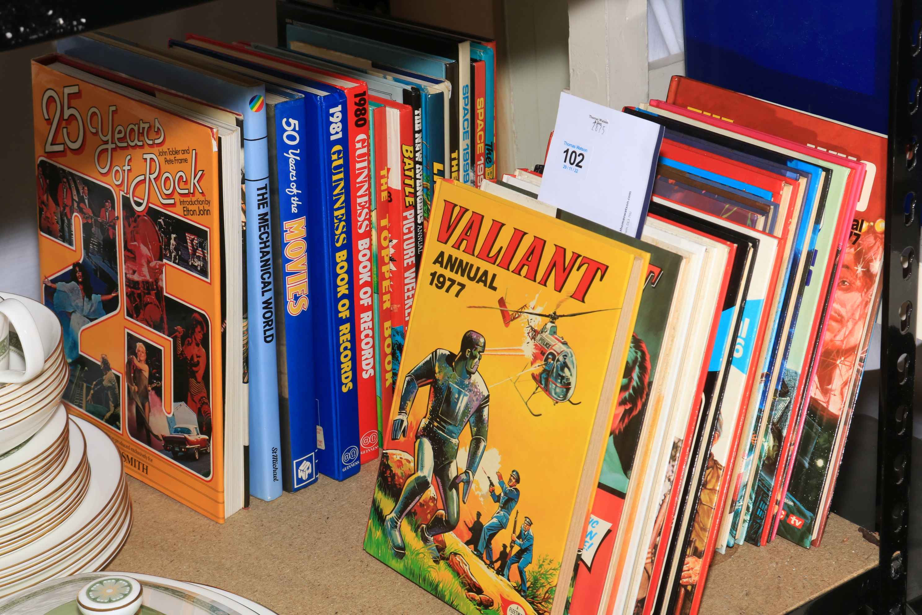 Collection of children's annuals including Dr Who, Valiant, Dad's Army, etc.