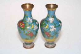 Pair of Chinese Cloisonné floral decorated vases, 16cm.