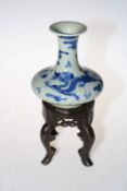 Chinese blue and white squat vase decorated with dragons,