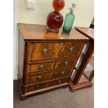 Mahogany five drawer secretaire chest, 91.5cm by 76cm by 40cm.