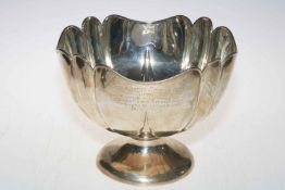 Edwardian large silver pedestal bowl, London 1905, Peterborough Hound Show 1907.