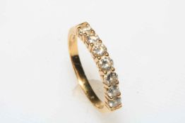 18 carat gold seven stone diamond half eternity ring, size P.