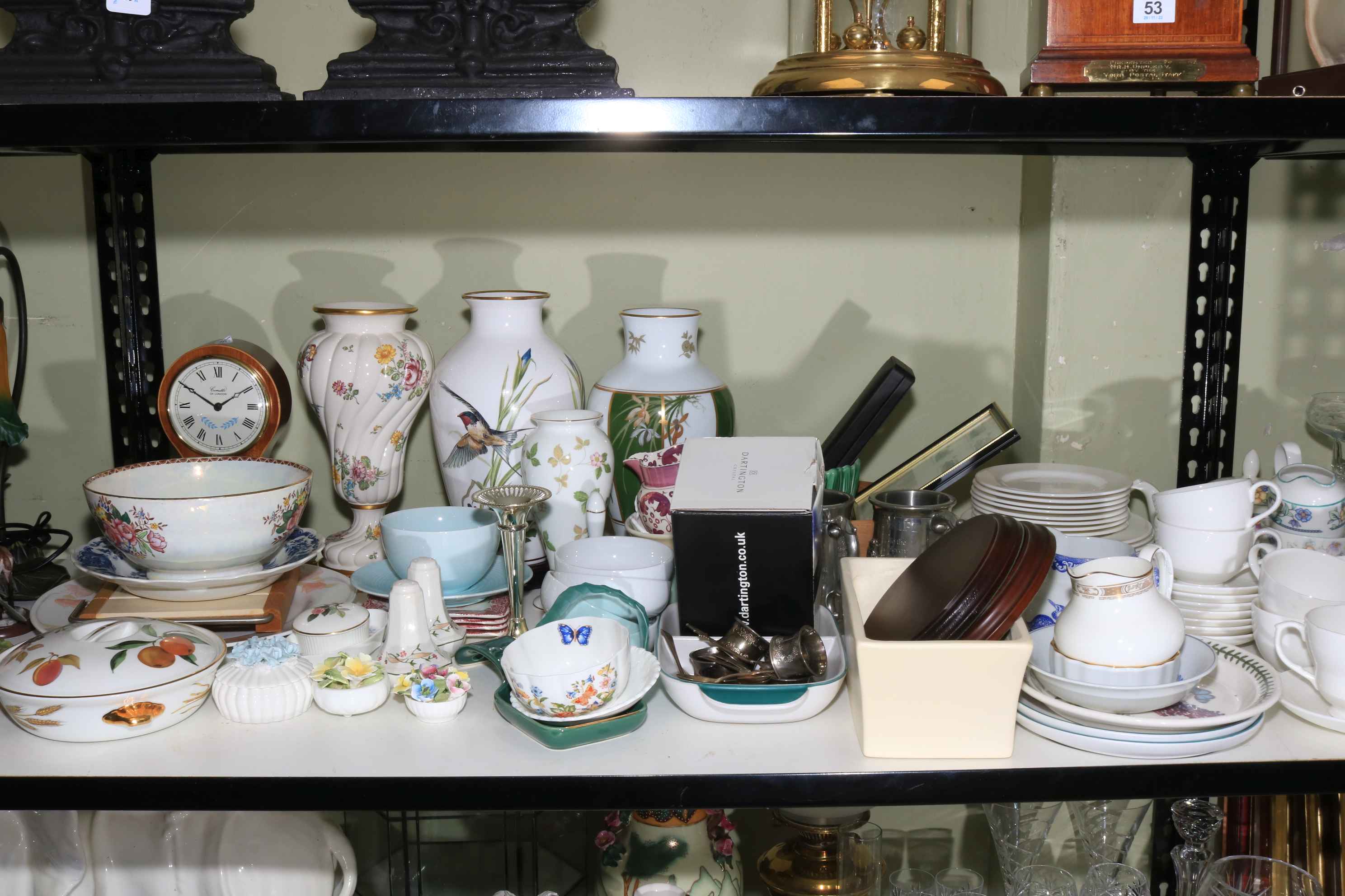 Collection of decorative porcelain, mantel clock, part teawares, glass, cased doll, prints, etc. - Bild 2 aus 4