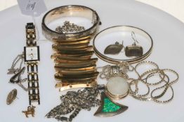 Silver bangle Rotary watch, bracelets, necklaces, pendants, etc.