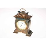 Pagoda style chinoiserie decorated mantel clock.