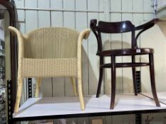 Bentwood armchair and Lloyd Loom bedroom chair.