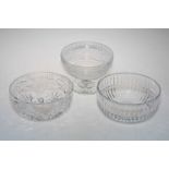 Waterford crystal bowl, Brierley crystal bowl and a pedestal bowl.