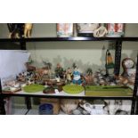 Collection of Border Fine Art sculptures, Royal Doulton figurines, recorder, Art Deco style lamp,