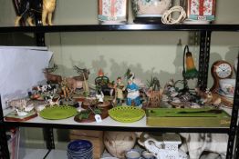 Collection of Border Fine Art sculptures, Royal Doulton figurines, recorder, Art Deco style lamp,
