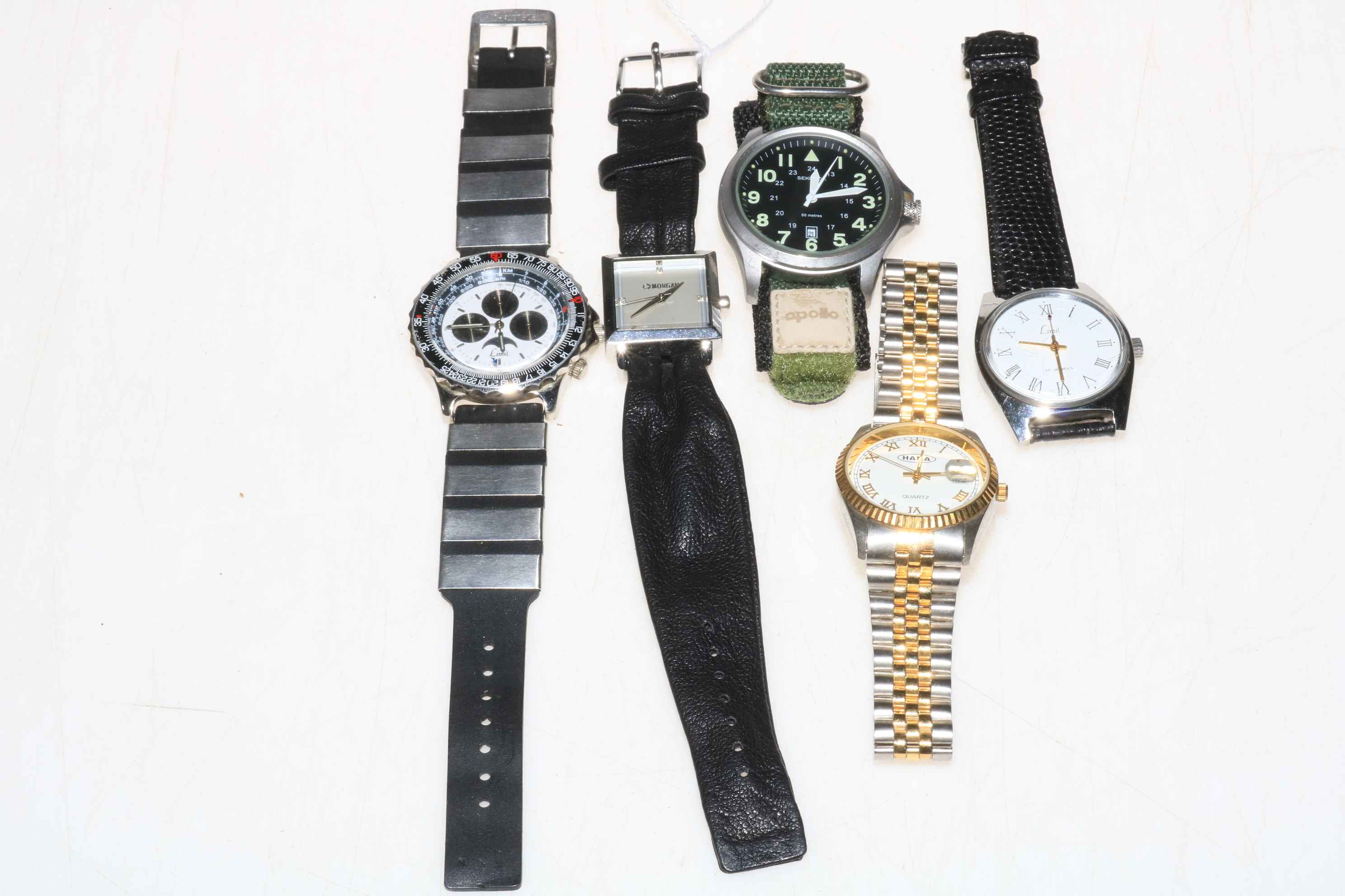 Five Gents wristwatches including Sekonda, Limit, etc.