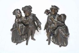 Near pair of 19th Century bronze sculptures of children in period dress.