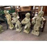 Collection of four weathered garden figures (tallest 84cm).