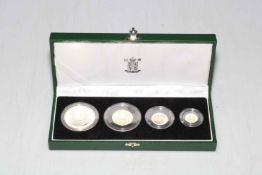 The Royal Mint United Kingdom 1997 silver proof Britannia four coin collection, cased.