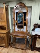 Victorian oak arched top mirror back hallstand, 230cm by 115cm by 39cm.