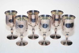 Set of six silver goblets, Sheffield 1972.