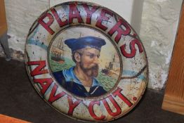 Tin sign marked 'Players', 59cm.
