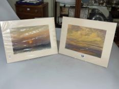 George Anderson Short, Sunset, pair watercolours and pastel, signed and dated 1924, 18cm by 27cm,