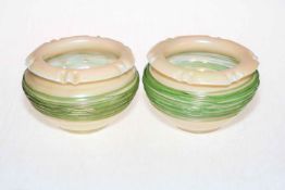 Pair of Kralik glass vases with green trailing decoration.