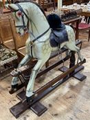 Special millennium limited edition dapple grey rocking horse on safety stand,
