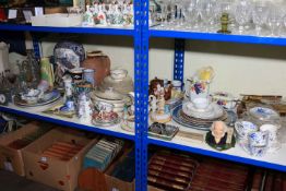Coalport Pageant teawares, Royal Doulton character jug, Victorian porcelain, glass, figurines, lamp,