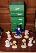 Seven Beswick Top Cat characters with boxes, Top Cat, Benny, Spook, Brain, Choo Choo,