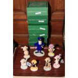 Seven Beswick Top Cat characters with boxes, Top Cat, Benny, Spook, Brain, Choo Choo,