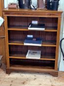 Edwardian mahogany and satinwood line inlaid open bookcase with three adjustable shelves and