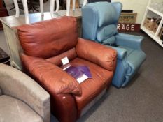 Italsofa red leather electric reclining chair and Sherborne green leather electric chair.