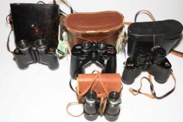 Four pairs of binoculars including Meibo, Swift Newport, Tasco Executive,