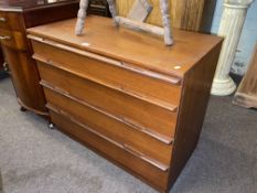 Mid Century Avalon teak four drawer chest, 66cm by 82cm by 44cm.