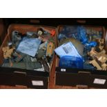 Two boxes of Star Wars, 1990s MicroMachines and Military Battle Zones vehicles and figures, etc.