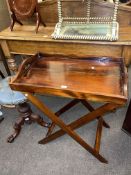 Mahogany kidney shaped dressing table, 19th Century oak and mahogany corner wall cabinet,