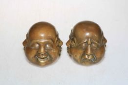 Pair of bronze four faced Buddha's.