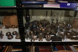Collection of silver plated wares including trophy, trays, tureen, etc.