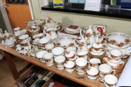 Large collection of Royal Albert Old Country Roses including teapots, tureens, dinner plates, etc,