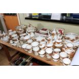 Large collection of Royal Albert Old Country Roses including teapots, tureens, dinner plates, etc,