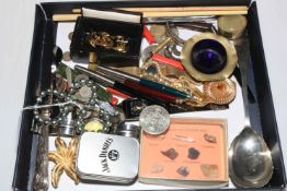Collection of costume jewellery, pens, etc.