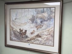 David Cemmick, Foxes on Home Ground, watercolour, signed and dated 1978 lower right, 43cm by 62cm,