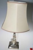 Walker & Hall silver column table lamp, 31cm to lamp holder, Sheffield 1915.