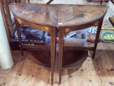 Pair Victorian inlaid rosewood corner tables, 70cm.