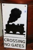 Cast iron Crossing Railway Sign, 59cm high.