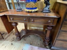 Victorian mahogany two drawer washstand, 76cm by 93cm by 49cm.