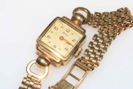 Helvetia ladies 9 carat gold bracelet watch and part brooch (2).