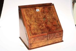 Victorian walnut stationery box, 36cm high.