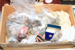 Box of assorted coins and tokens, medal etc.