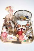 Royal Crown Derby pieces, Royal Doulton figures including Springtime, Home Again and Tinkle Bell,
