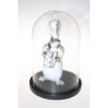 Novelty dressed penguin under glass dome, 40cm high.