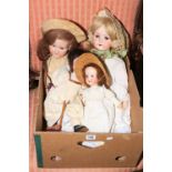 Vintage dolls including two Armand Marseille Dep and Heubach bisque headed, etc.