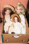 Vintage dolls including two Armand Marseille Dep and Heubach bisque headed, etc.